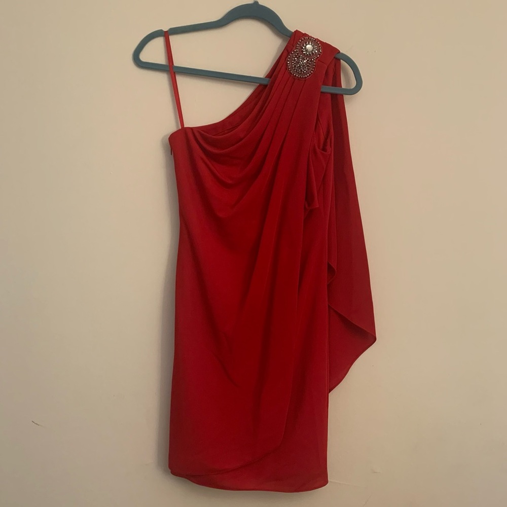 Sexy One Shoulder Red Cocktail Dress